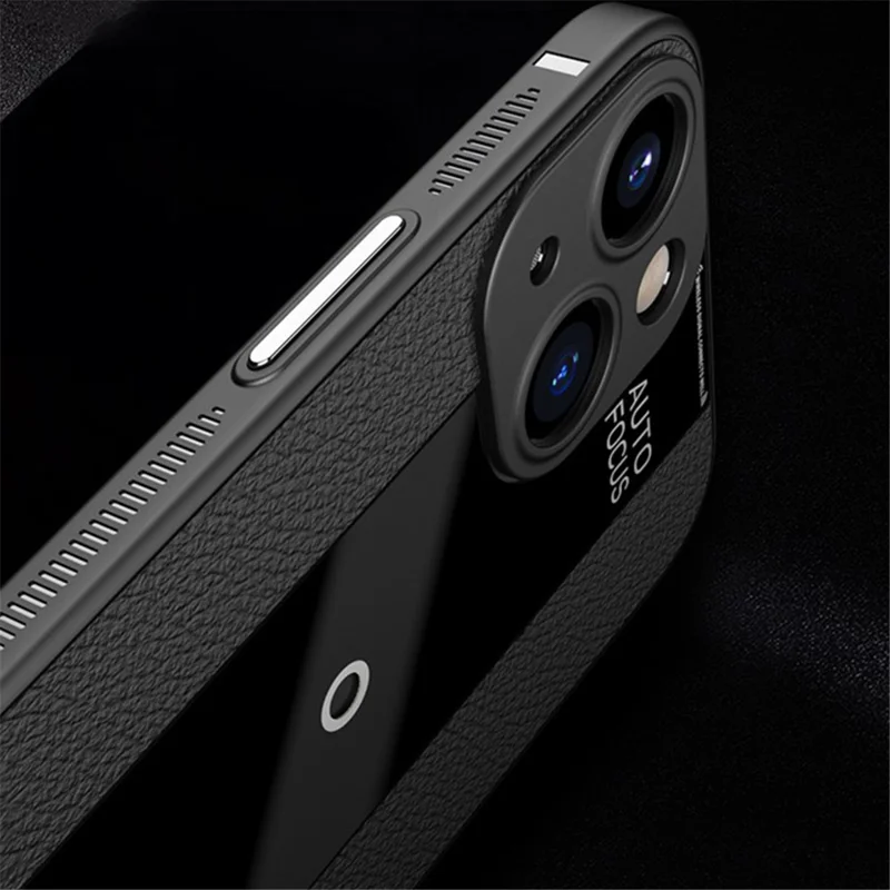 Q.COO For iPhone 15 Plus Dustproof Phone Cover PU Leather+TPU+Acrylic Phone Case - Black