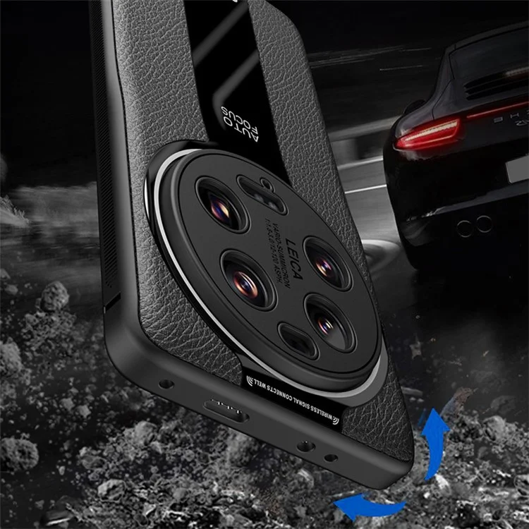 Q.COO For Xiaomi 13 Ultra Mobile Phone Cover TPU+Acrylic+PU Leather Cell Phone Case - Black