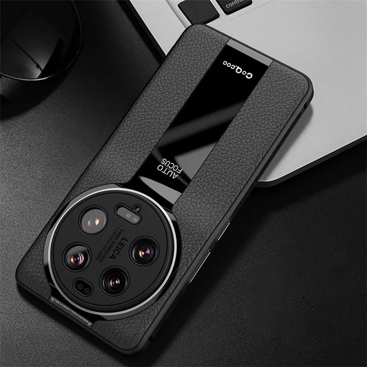 Q.COO For Xiaomi 13 Ultra Mobile Phone Cover TPU+Acrylic+PU Leather Cell Phone Case - Black