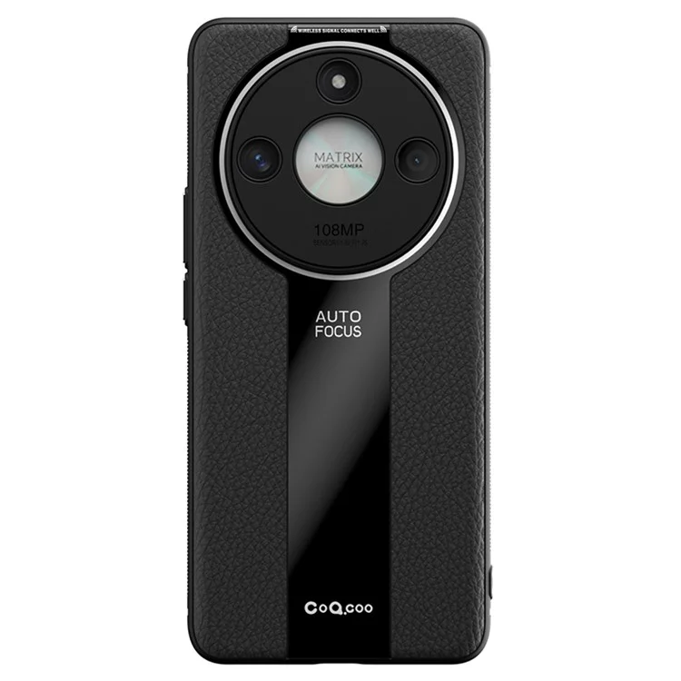 Q.COO For Honor X50 5G Funda de Teléfono Cubierta de Piel de PU+TPU+Acrílico Ajuste Delgado - Negro