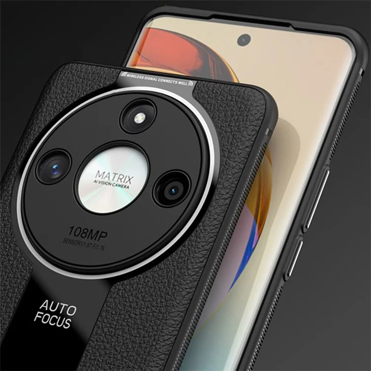 Q.COO For Honor X50 5G Funda de Teléfono Cubierta de Piel de PU+TPU+Acrílico Ajuste Delgado - Negro