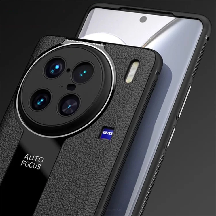 Q.COO Per vivo X90 5G Custodia per telefono cellulare a prova di caduta in pelle PU+TPU+guscio in acrilico - Nero