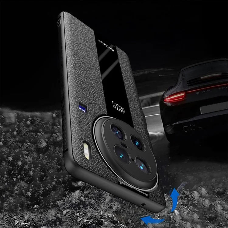 Q.COO Per vivo X90 5G Custodia per telefono cellulare a prova di caduta in pelle PU+TPU+guscio in acrilico - Nero