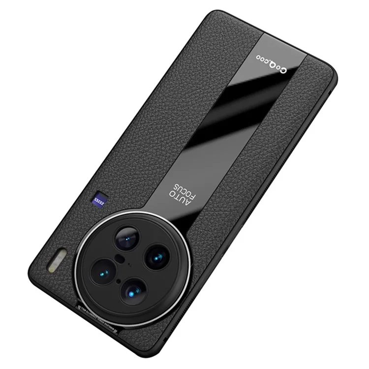 Q.COO Per vivo X90 Pro 5G Custodie per cellulari in pelle rivestita in TPU+Guscio in acrilico con strisce antiscivolo - Nero