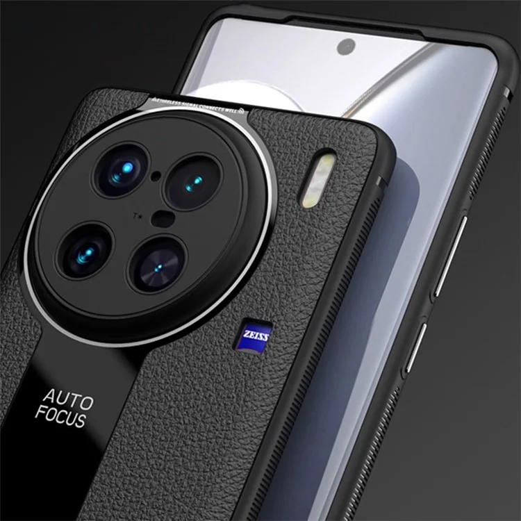 Q.COO Per vivo X90 Pro 5G Custodie per cellulari in pelle rivestita in TPU+Guscio in acrilico con strisce antiscivolo - Nero