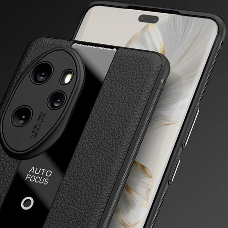 Q.COO Phone Case for Honor 100 5G Cover PU Leather+TPU+Acrylic Reinforced Corners Shell - Black