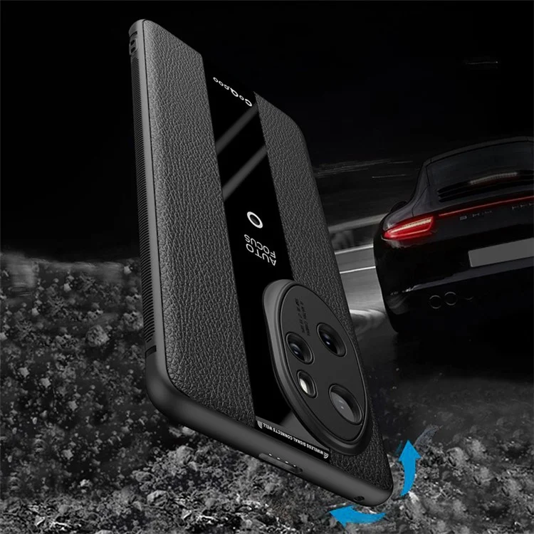 Q.COO Phone Case for Honor 100 5G Cover PU Leather+TPU+Acrylic Reinforced Corners Shell - Black