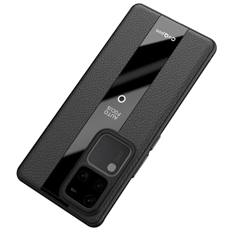 q. Caso Coo Para Vivo S18 5G / S18 Pro 5G Capa PU Revestido de Couro Tpu+shell de Telefone Acrílico - Preto