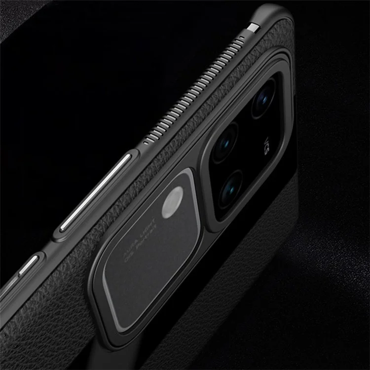 q. Case Coo Para Vivo S18 5G / S18 Pro 5G Cover PU Cuero Tpu Con Recipiente Acrílico - Negro