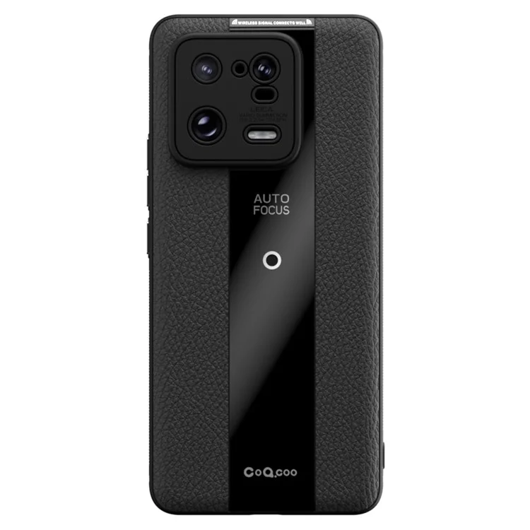 Q.COO For Xiaomi 13 Pro 5G Funda de Choque Texturizada de Piel de PU+TPU+Acrílico Protector de Teléfono - Negro