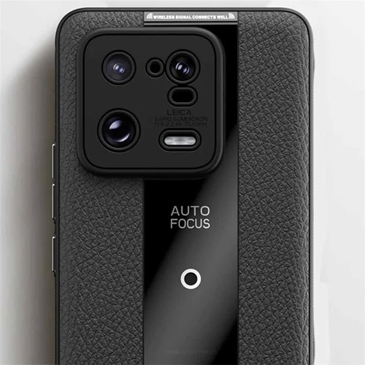 Q.COO For Xiaomi 13 Pro 5G Funda de Choque Texturizada de Piel de PU+TPU+Acrílico Protector de Teléfono - Negro