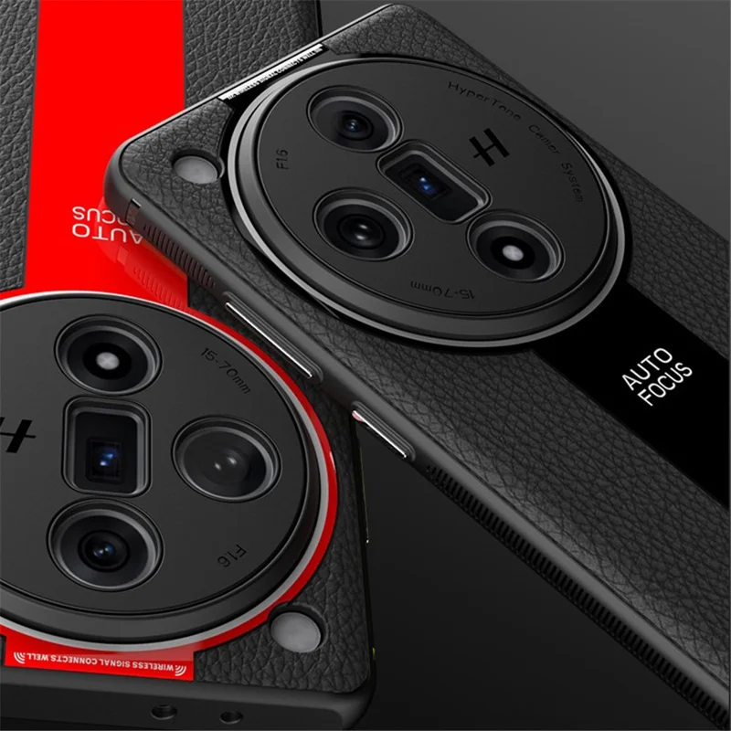 Q.COO For Oppo Find X7 Ultra Back Phone Cover PU Leather+TPU+Acrylic Dustproof Case - Red