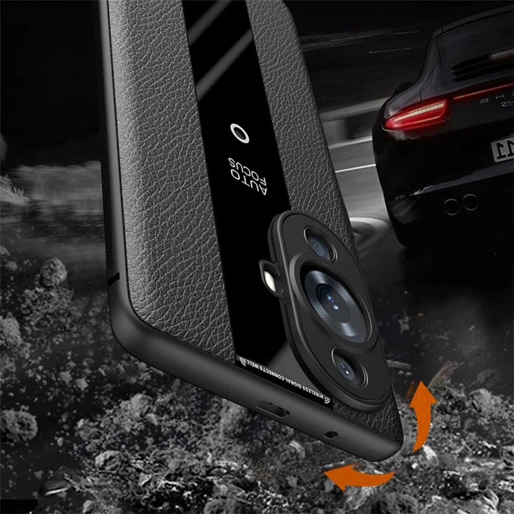 Q.COO For Huawei nova 11 / nova 12s 4G / nova 12 Lite 4G Shockproof Cover PU Leather+TPU+Acrylic Mobile Phone Case - Black