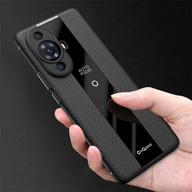 Q.COO For Huawei nova 11 / nova 12s 4G / nova 12 Lite 4G Shockproof Cover PU Leather+TPU+Acrylic Mobile Phone Case - Black