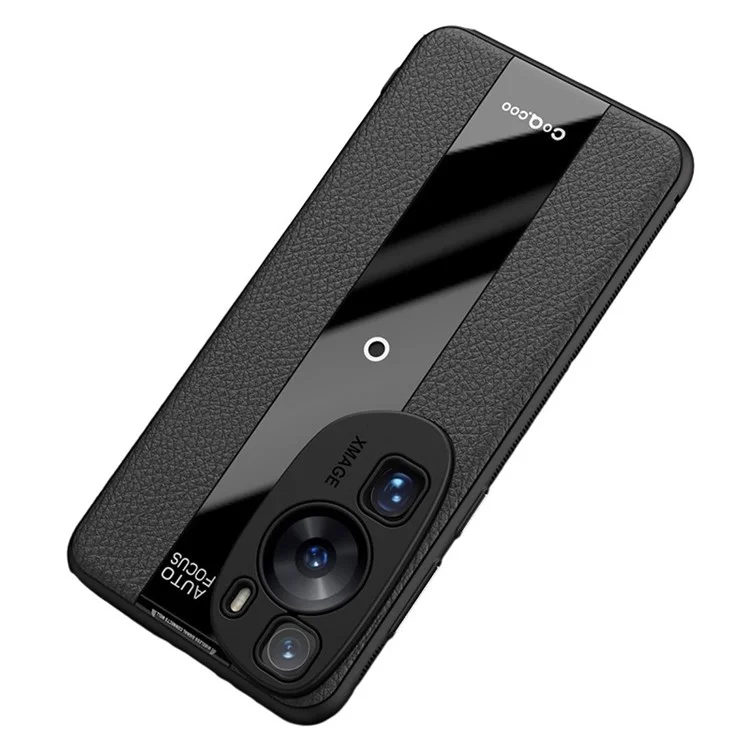 Q.COO Para Huawei P60 Art Case Leather+TPU+Acrylic Lightweight Smartphone Shell - Negro