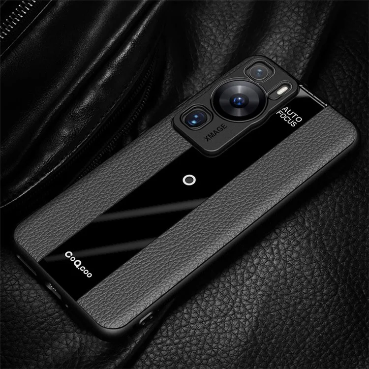 Q.COO Para Huawei P60 Art Case Leather+TPU+Acrylic Lightweight Smartphone Shell - Negro