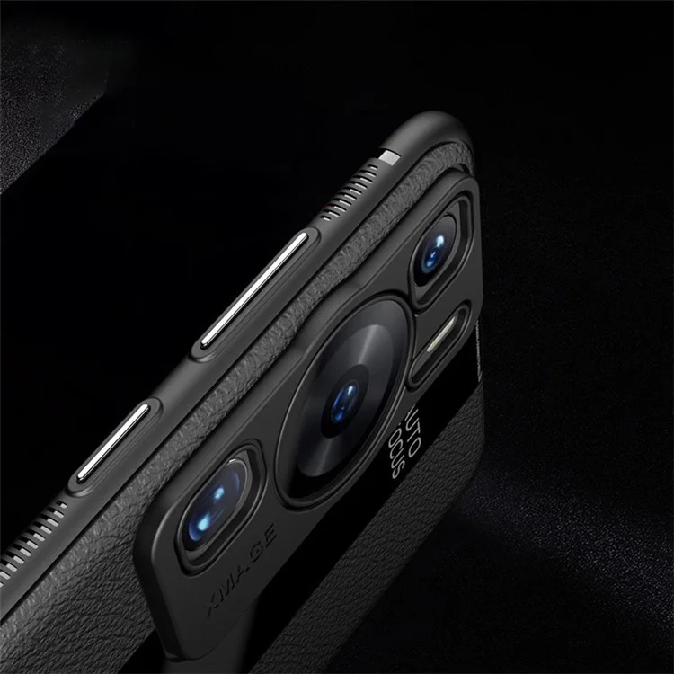 Q.COO Para Huawei P60 Art Case Leather+TPU+Acrylic Lightweight Smartphone Shell - Negro