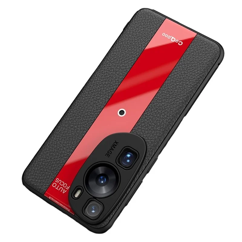 Q.COO For Huawei P60 Art Case Leather+TPU+Acrylic Lightweight Smartphone Shell - Red