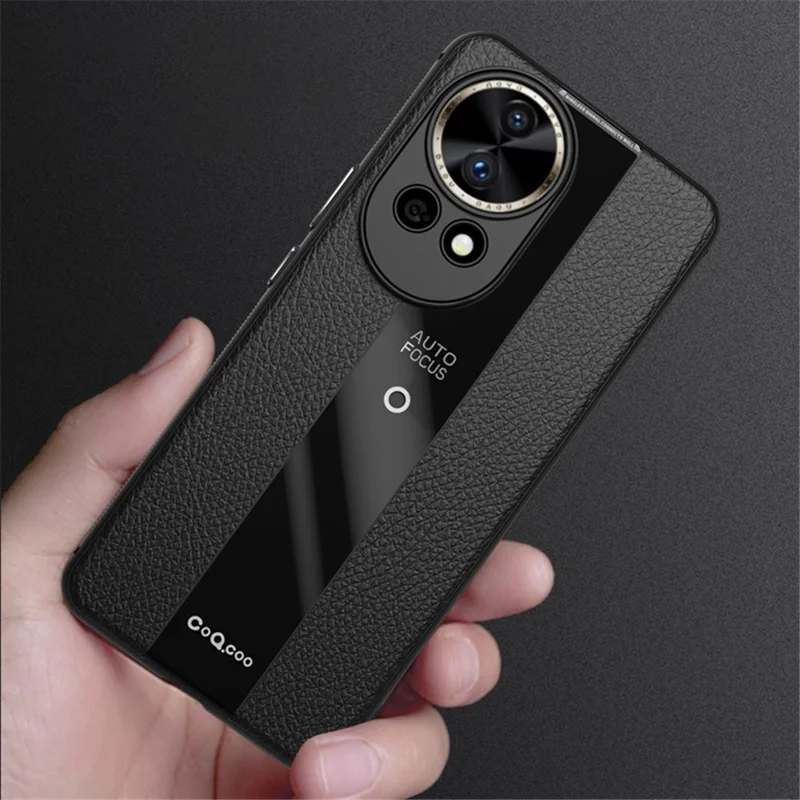 Étui antidérapant Q.COO pour Huawei nova 12 Pro 5G / 12 Ultra 5G Housse en cuir+TPU+acrylique Coque de téléphone portable fine - Rose