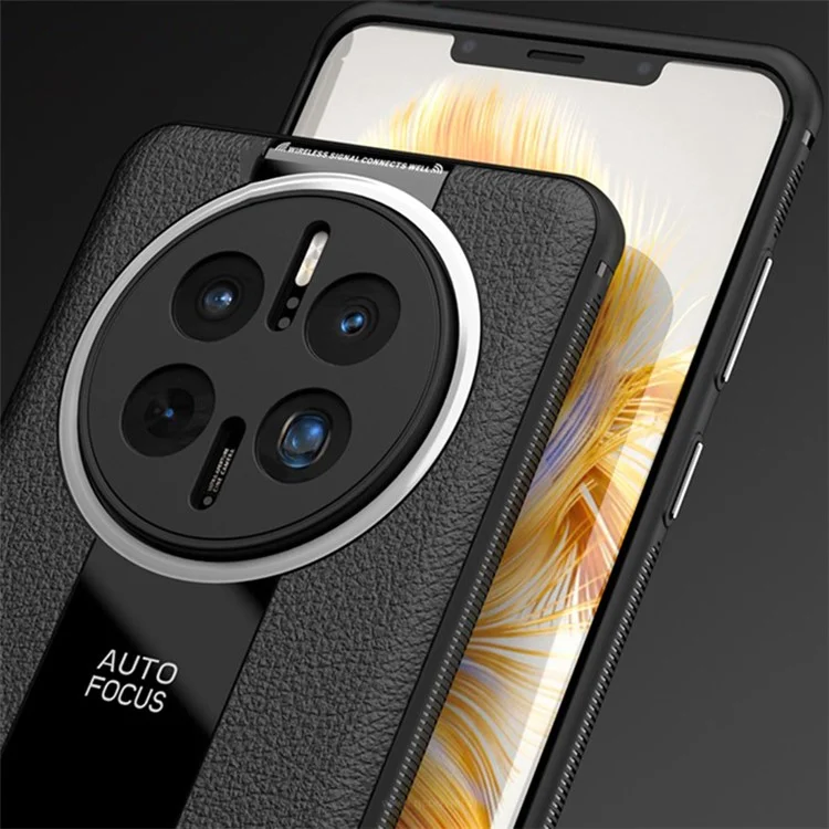 Q.COO Per Huawei Mate 50 Pro 4G Custodia in Pelle PU+TPU+Acrilico Anti-collisione Shell - Nero