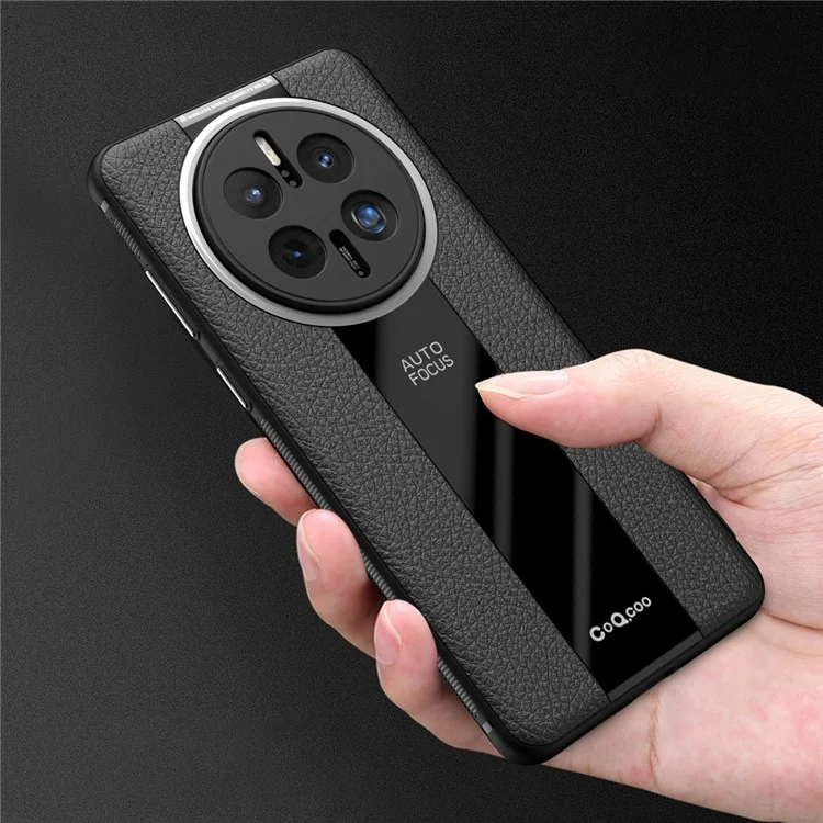 Q.COO Per Huawei Mate 50 Pro 4G Custodia in Pelle PU+TPU+Acrilico Anti-collisione Shell - Nero