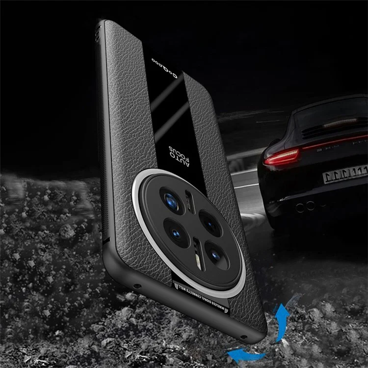 Q.COO Per Huawei Mate 50 Pro 4G Custodia in Pelle PU+TPU+Acrilico Anti-collisione Shell - Nero