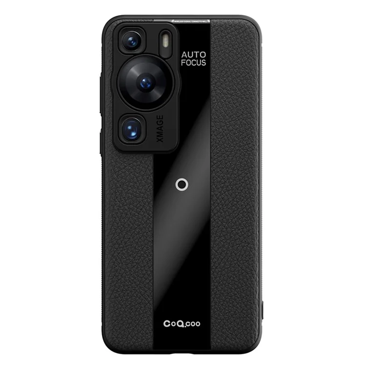 Q.COO Pour Huawei P60 / P60 Pro Étui antichute PU Cuir+TPU+Acrylique Coque de Téléphone - Noir