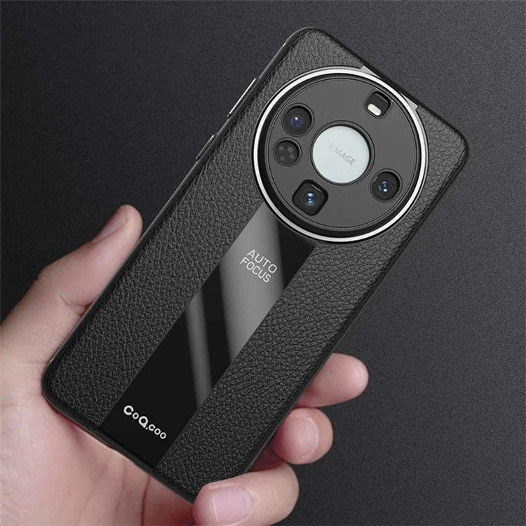Q.COO Per Custodia Huawei Mate 60 Pro Protezione Antiurto PU Pelle+TPU+Acrilico Guscio Telefonico - Nero