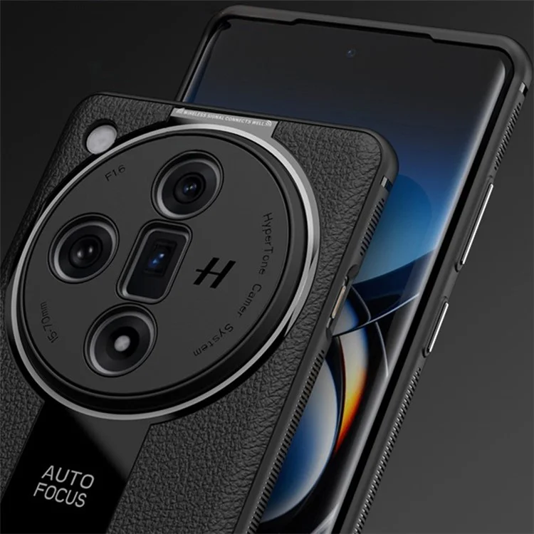 Q.COO Para Oppo Find X7 5G Funda de Piel de PU+TPU+Acrílico Antirasguños Estuche de Teléfono Móvil - Negro