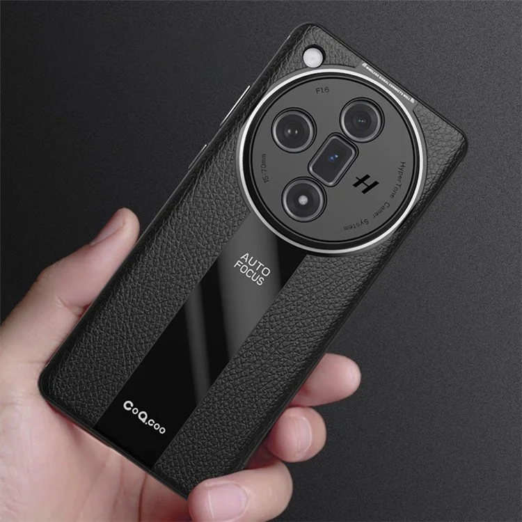 Q.COO Para Oppo Find X7 5G Funda de Piel de PU+TPU+Acrílico Antirasguños Estuche de Teléfono Móvil - Negro