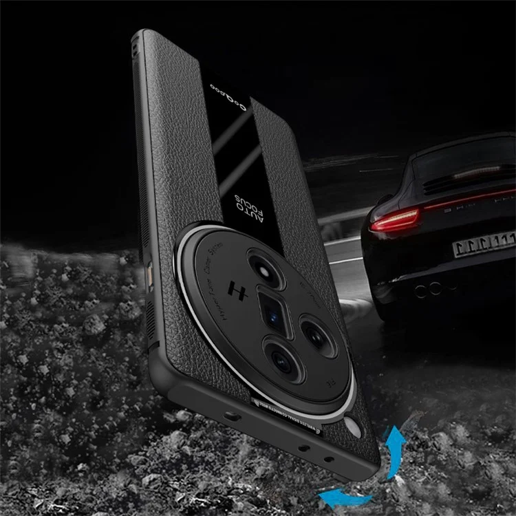 Q.COO Para Oppo Find X7 5G Funda de Piel de PU+TPU+Acrílico Antirasguños Estuche de Teléfono Móvil - Negro