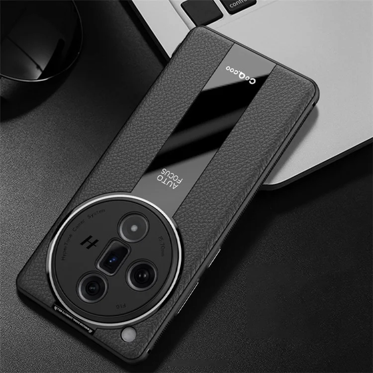 Q.COO Para Oppo Find X7 5G Funda de Piel de PU+TPU+Acrílico Antirasguños Estuche de Teléfono Móvil - Negro