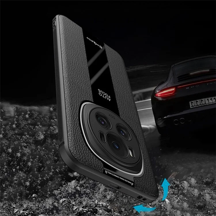 Q.COO For Honor Magic6 Pro 5G Stoßfeste Hülle PU-Leder+TPU+Acryl Handyhülle - Schwarz