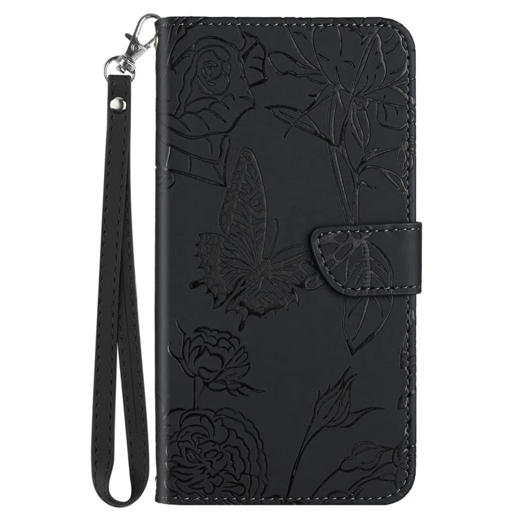 HT03 For Oppo Reno11 F 5G / F25 Pro 5G Leather Case Butterfly Flower Wallet Phone Cover - Black