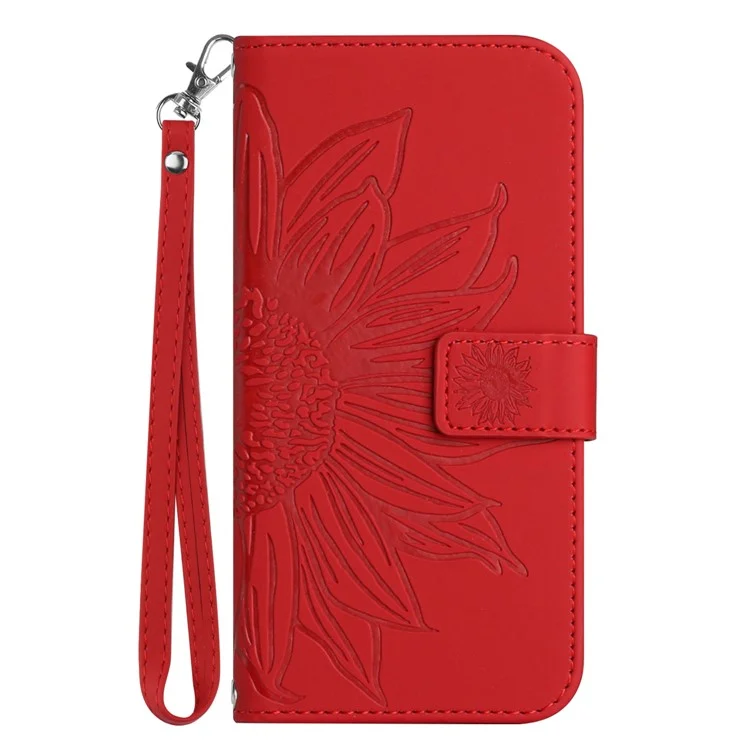 HT04 Für Oppo Reno11 F 5G / F25 Pro 5G Hülle Sonnenblumenmuster Wallet Flip Leder Handyhülle - Rot