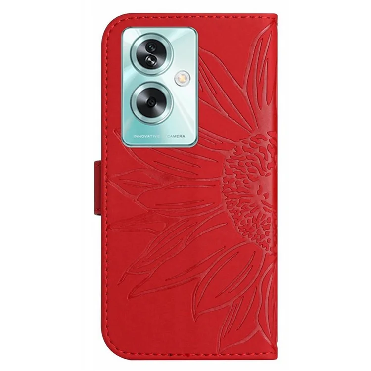HT04 Für Oppo Reno11 F 5G / F25 Pro 5G Hülle Sonnenblumenmuster Wallet Flip Leder Handyhülle - Rot