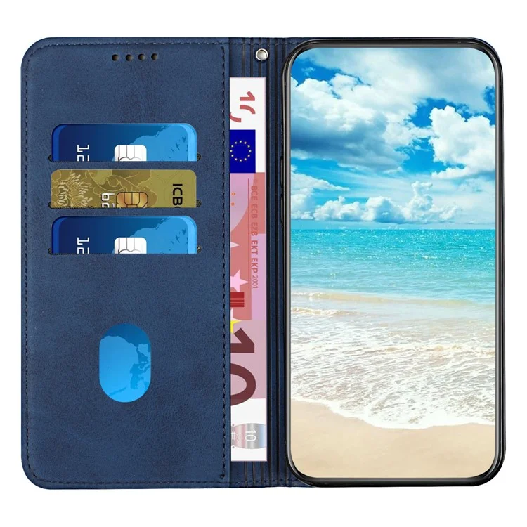 Für Xiaomi Redmi Note 13 Pro 4G / Poco M6 Pro 4G Magnetisches Handyhülle Skin-touch PU-Leder Kartenfächer - Saphir