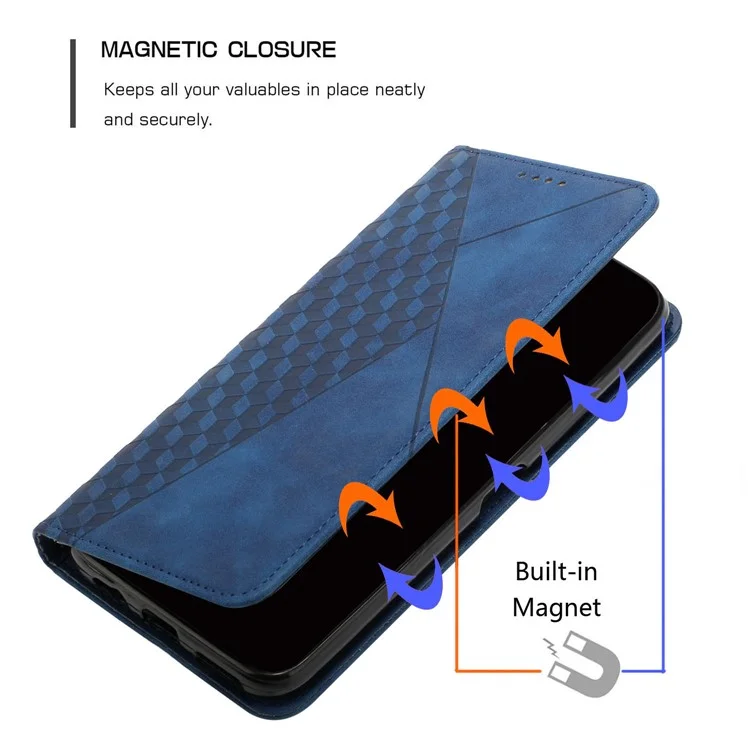 Für Xiaomi Redmi Note 13 Pro 4G / Poco M6 Pro 4G Magnetisches Handyhülle Skin-touch PU-Leder Kartenfächer - Saphir