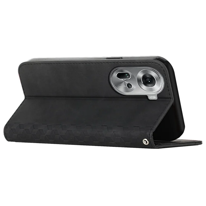 For Oppo Reno11 5G (Global) Case Leather+TPU Scratch-proof Phone Cover with Magnetic Closure - Black