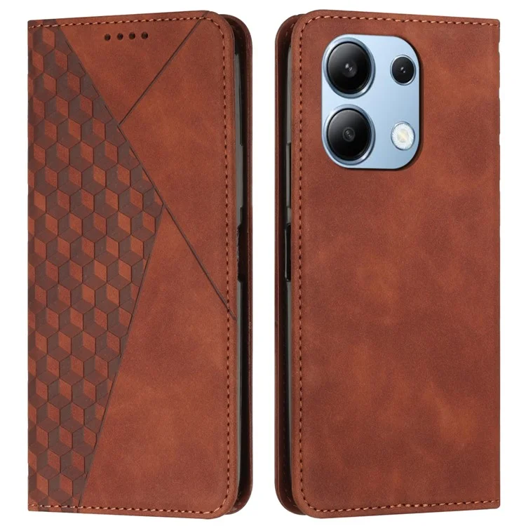 Para Xiaomi Redmi Note 13 4G Funda Resistente a Golpes de Cuero de PU con Soporte Plegable - Marrón