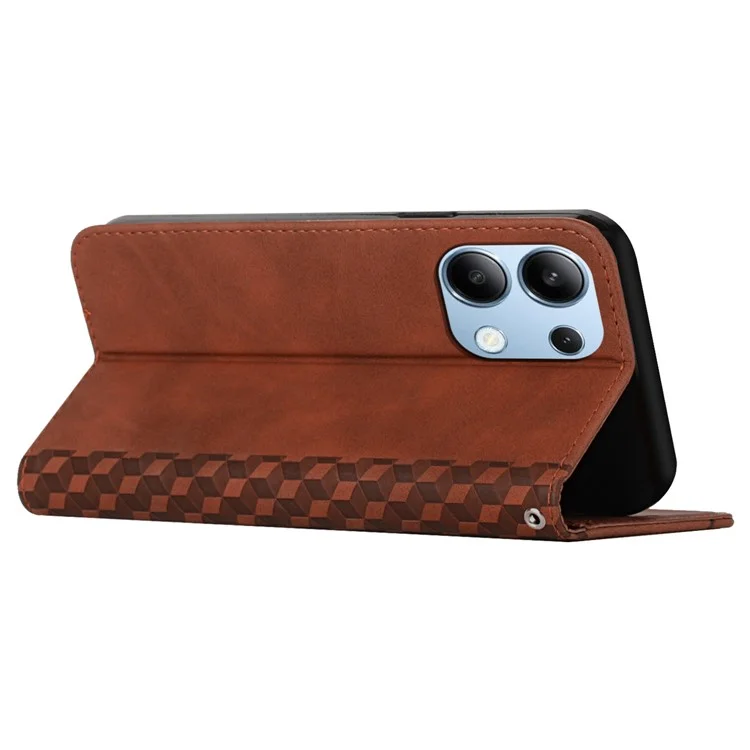 Para Xiaomi Redmi Note 13 4G Funda Resistente a Golpes de Cuero de PU con Soporte Plegable - Marrón