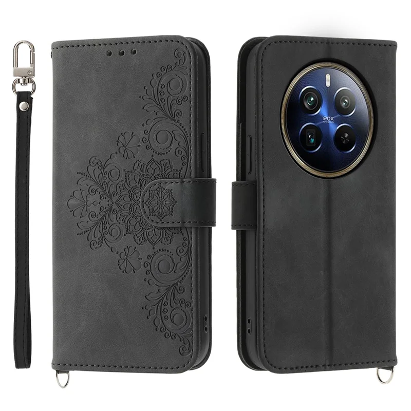 For Realme 12 Pro+ 5G / Realme 12 Pro 5G Multiple Card Slots PU Leather Case Stand Phone Cover - Black