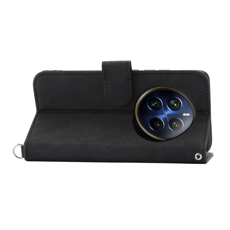 For Realme 12 Pro+ 5G / Realme 12 Pro 5G Multiple Card Slots PU Leather Case Stand Phone Cover - Black