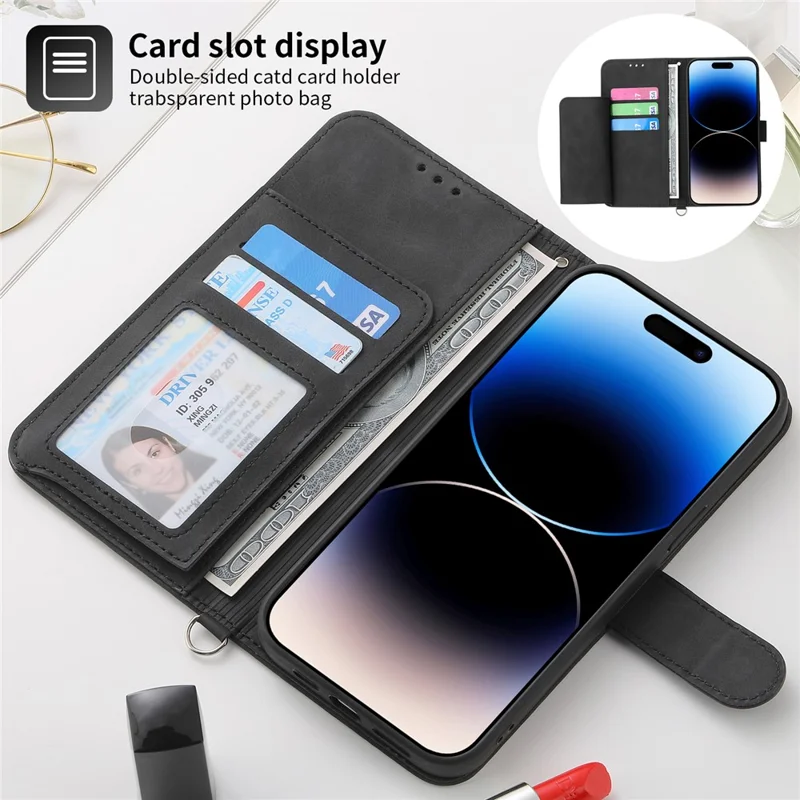 For Realme 12 Pro+ 5G / Realme 12 Pro 5G Multiple Card Slots PU Leather Case Stand Phone Cover - Black