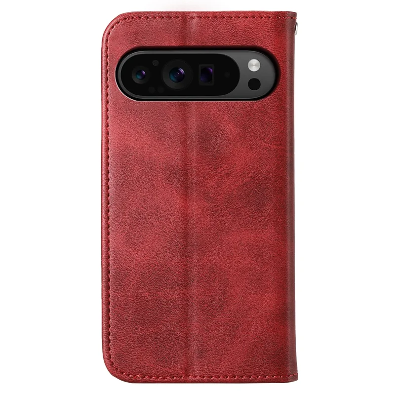 Phone Cover for Google Pixel 9 Pro XL Phone Stand Case PU Leather Rhombus Imprinted Pattern Wallet - Red