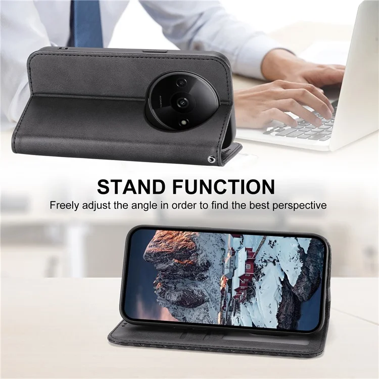 Para Xiaomi Redmi A3 / Poco C61 4G Case PU Leather+TPU Rhombus Imprinted Phone Cover Wallet - Preto