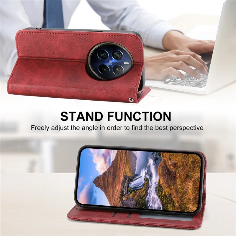 For Realme 12 Pro 5G / Realme 12 Pro+ 5G Case Rhombus Imprinted PU Leather+TPU Phone Cover - Red