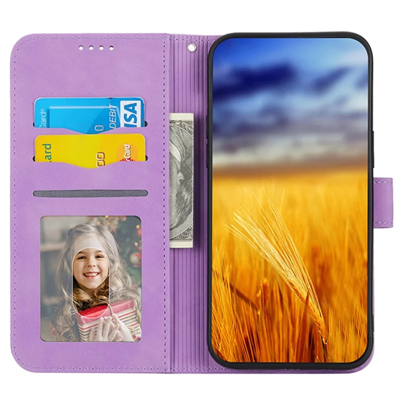 DIERFENG DF-03 Phone Cover for Google Pixel 9 / Pixel 9 Pro Imprinted Wallet Leather Phone Stand Case - Purple