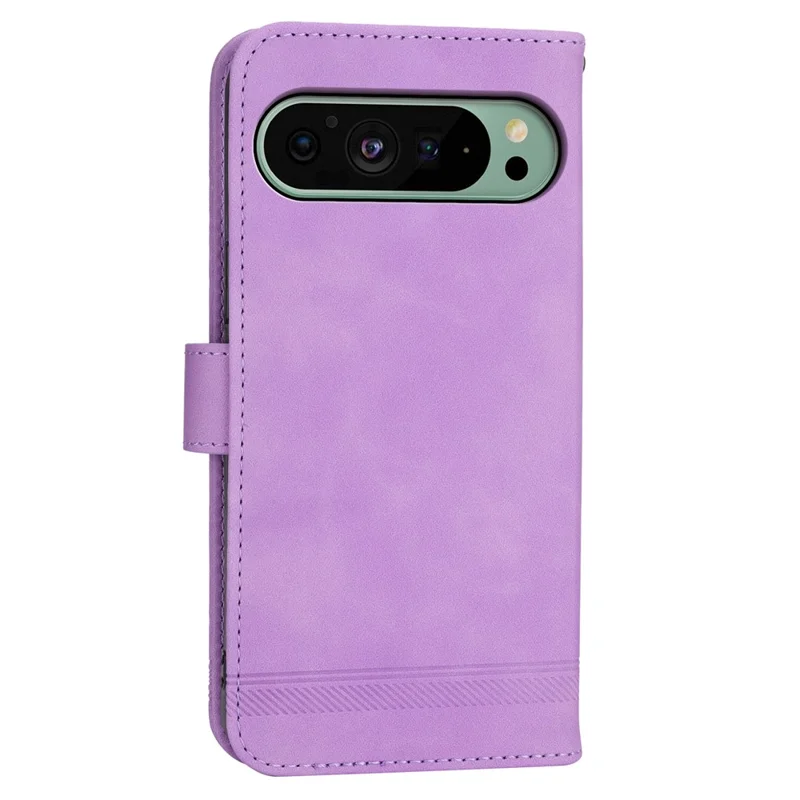 DIERFENG DF-03 Phone Cover for Google Pixel 9 / Pixel 9 Pro Imprinted Wallet Leather Phone Stand Case - Purple