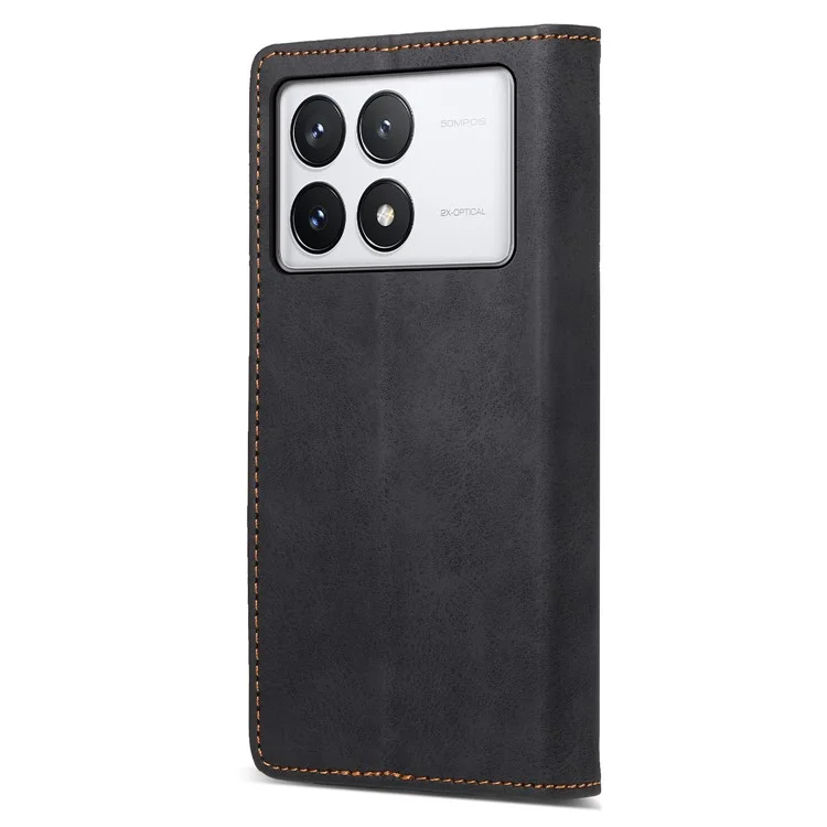 DF-05 For Xiaomi Poco X6 Pro 5G / Redmi K70E 5G Case RFID Blocking Leather Wallet Phone Cover - Black